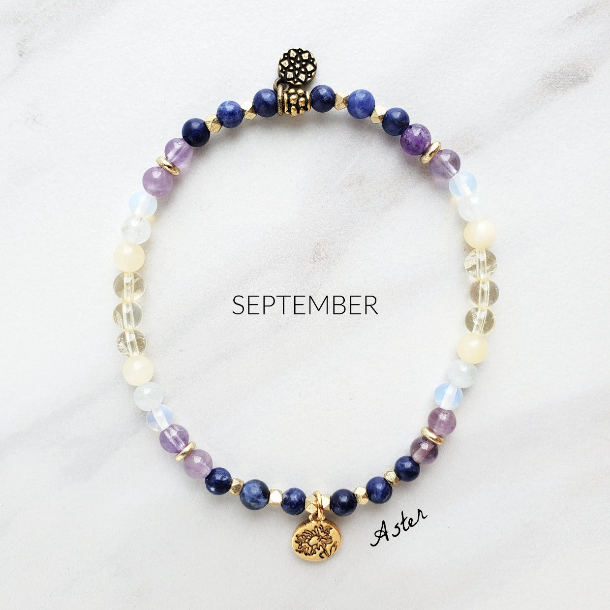 september birth flower bracelet aster moxie malas