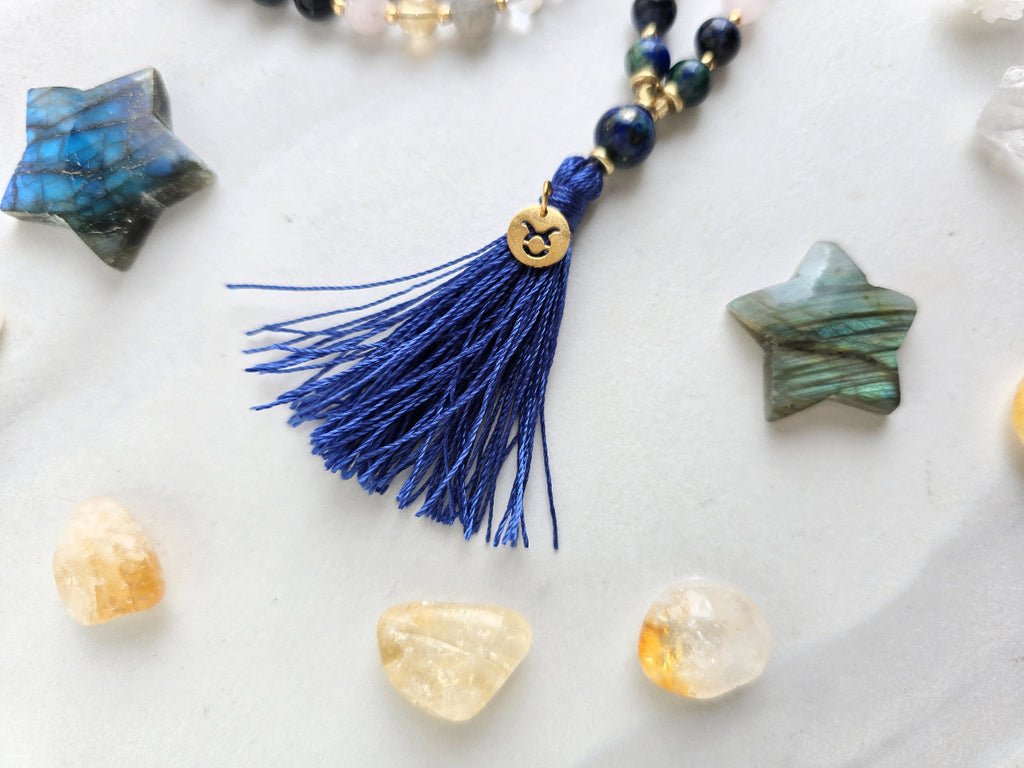Taurus mala necklace zodiac jewelry