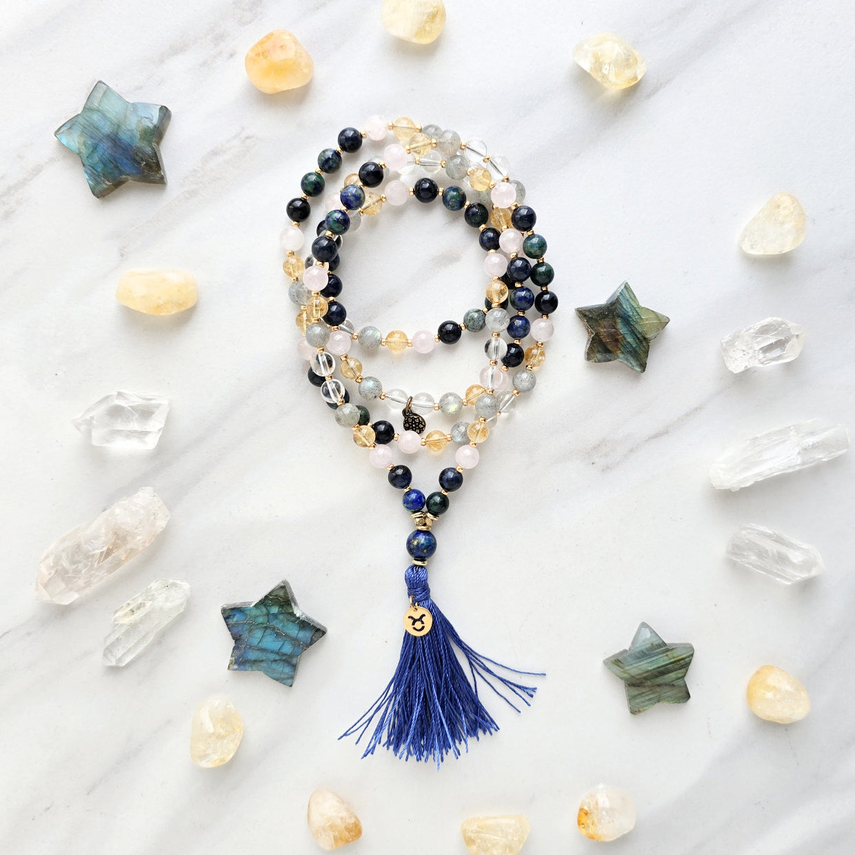 Taurus mala necklace zodiac jewelry