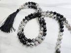 tourmalated quartz and black tourmaline meditation beads mala