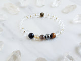 archangel uriel black gold and brown with clear quartz moxie malas bracelet