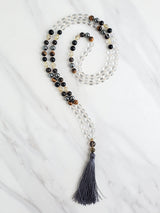 archangel uriel black gold and brown with clear quartz moxie malas mala