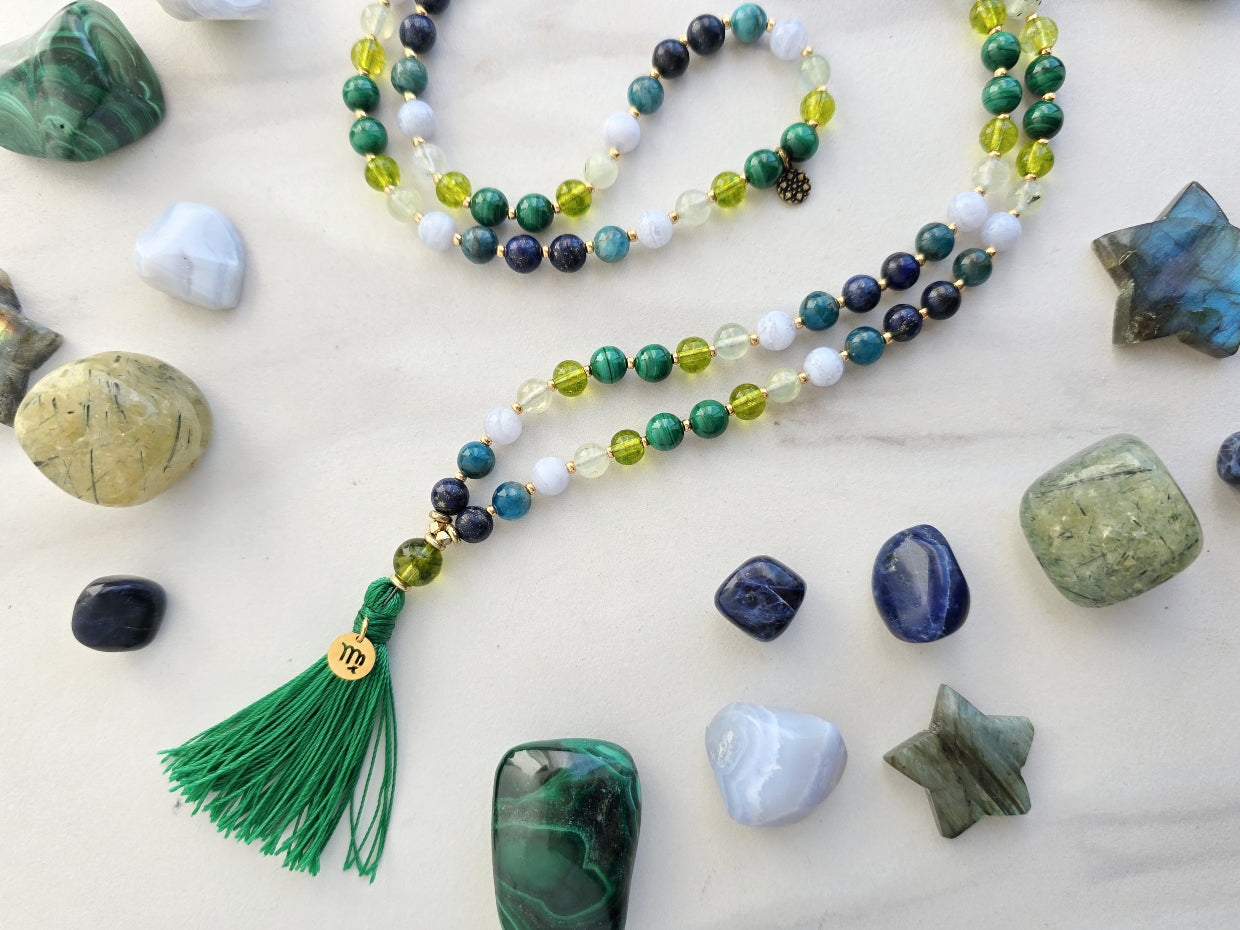 virgo crystal zodiac mala sun moon rising earth sign gift