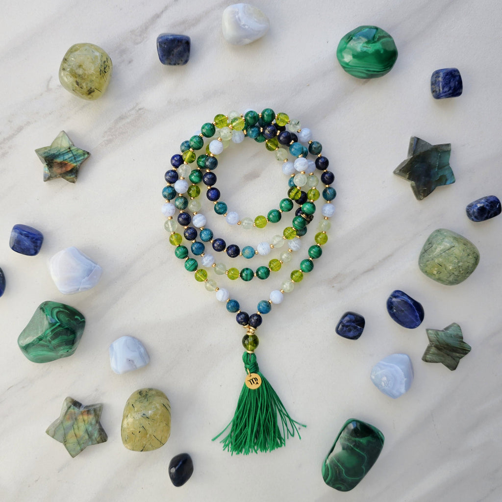 virgo crystal zodiac mala sun moon rising earth sign gift