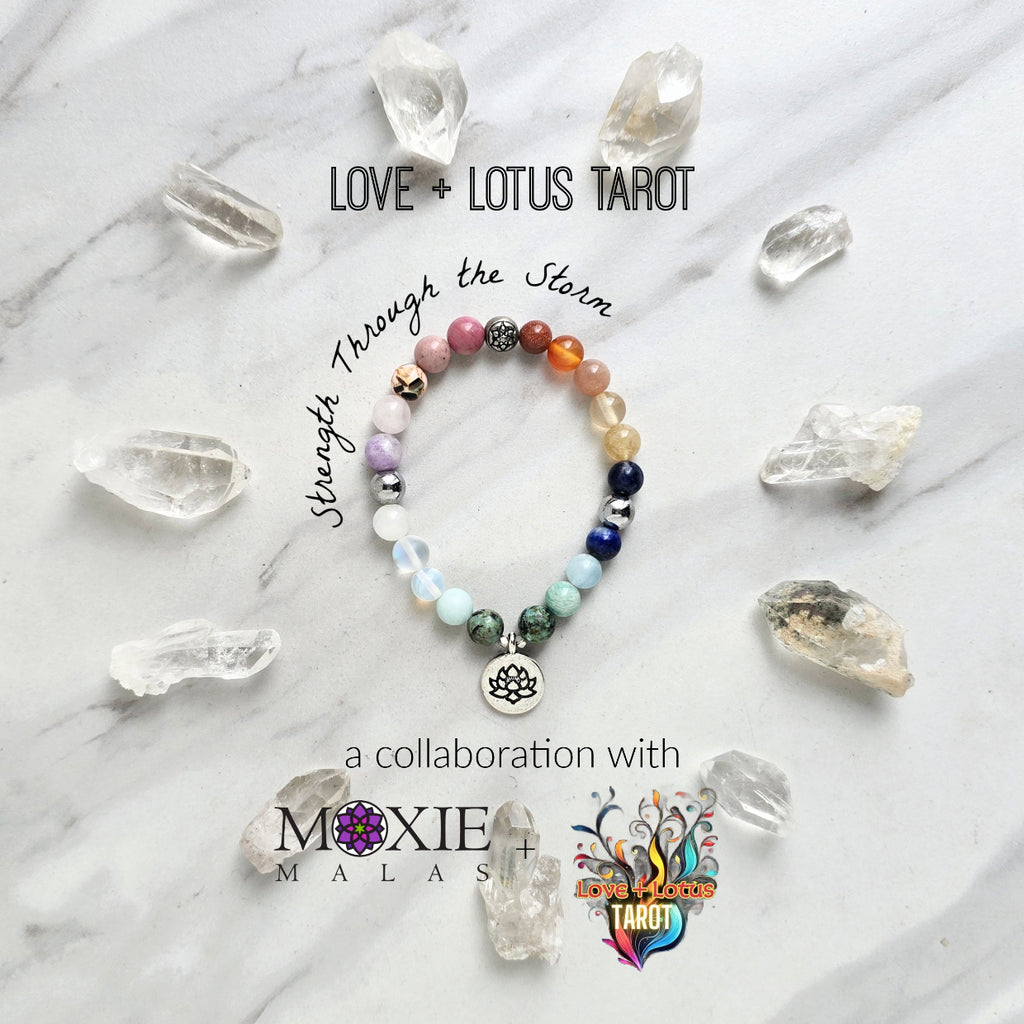 love and lotus tarot strength through the storm bracelet multi color stone and crystal bracelet