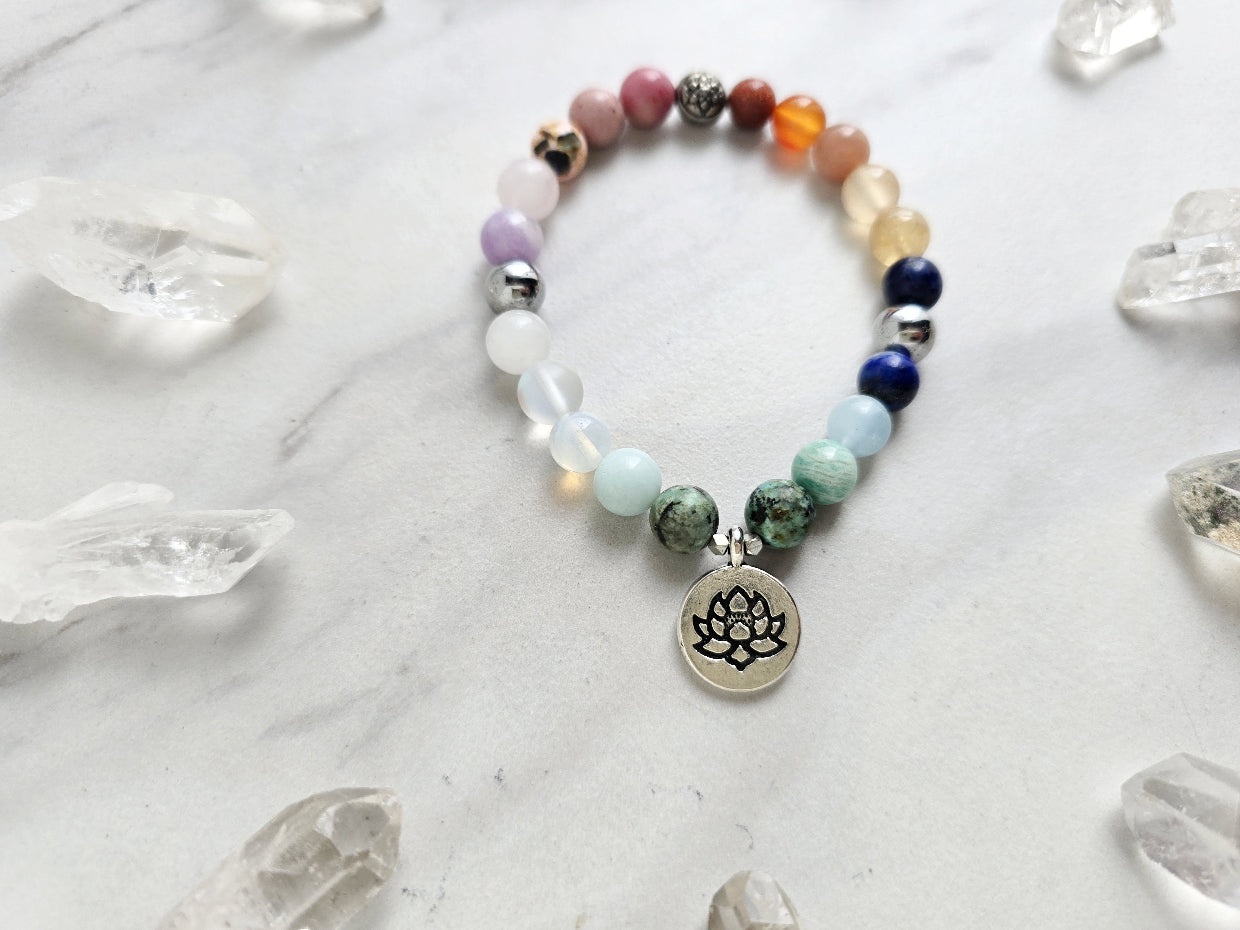 love and lotus tarot strength through the storm bracelet multi color stone and crystal bracelet