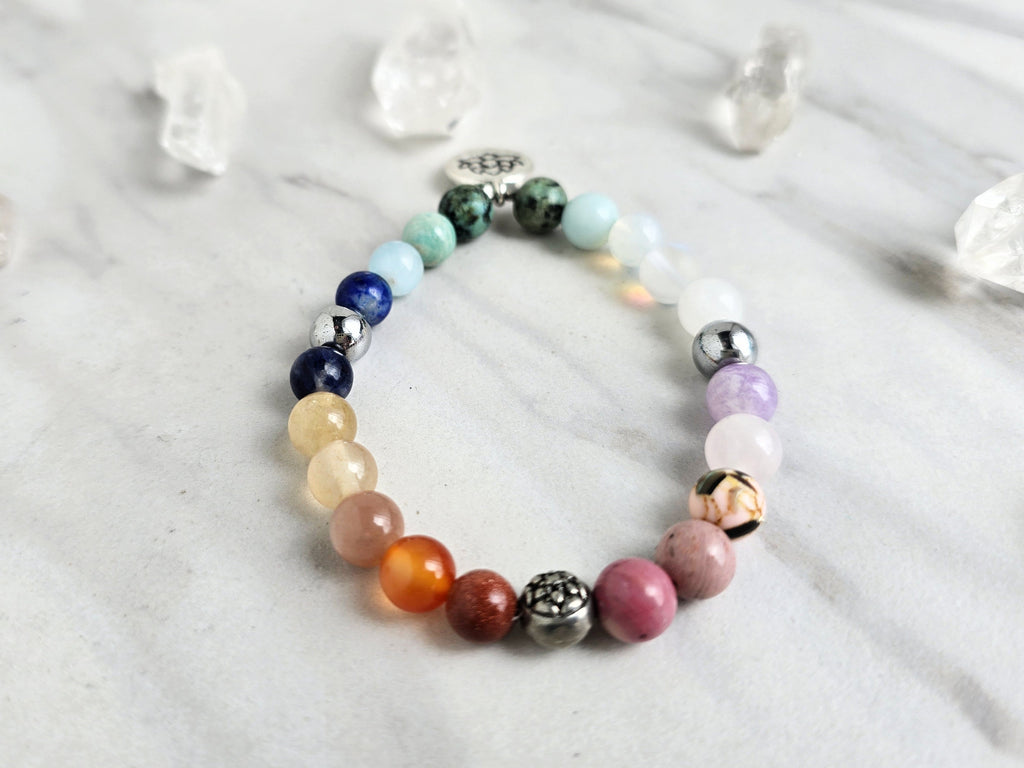 love and lotus tarot strength through the storm bracelet multi color stone and crystal bracelet