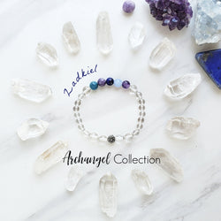 archangel zadkiel purple blue and crystal quartz moxie malas bracelet