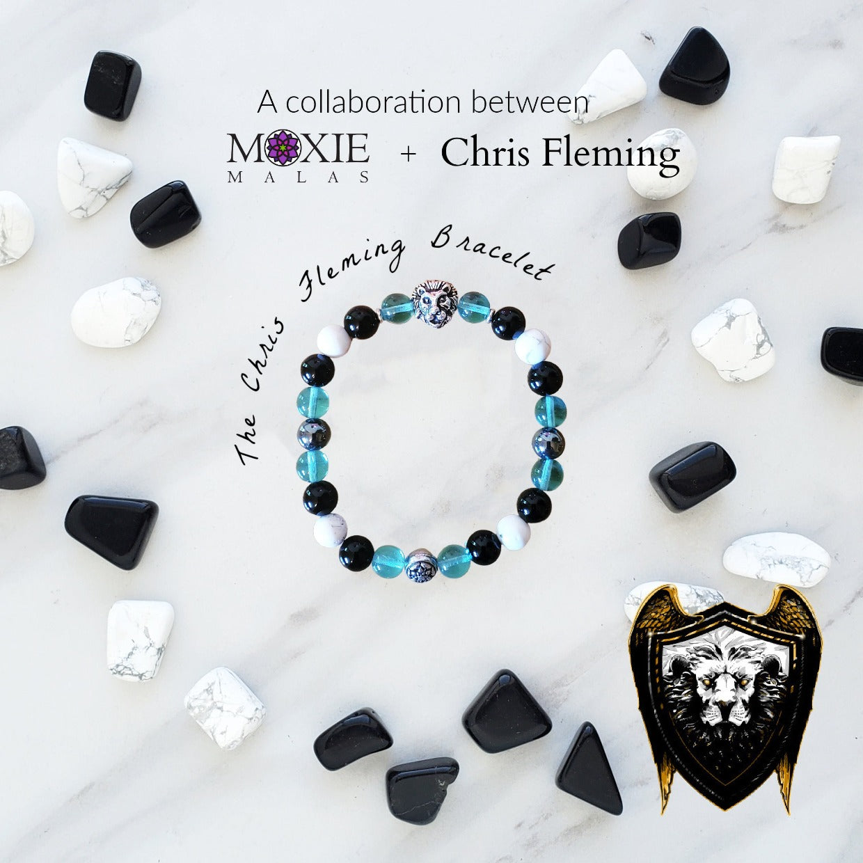 the chris fleming bracelet black white silver cyan