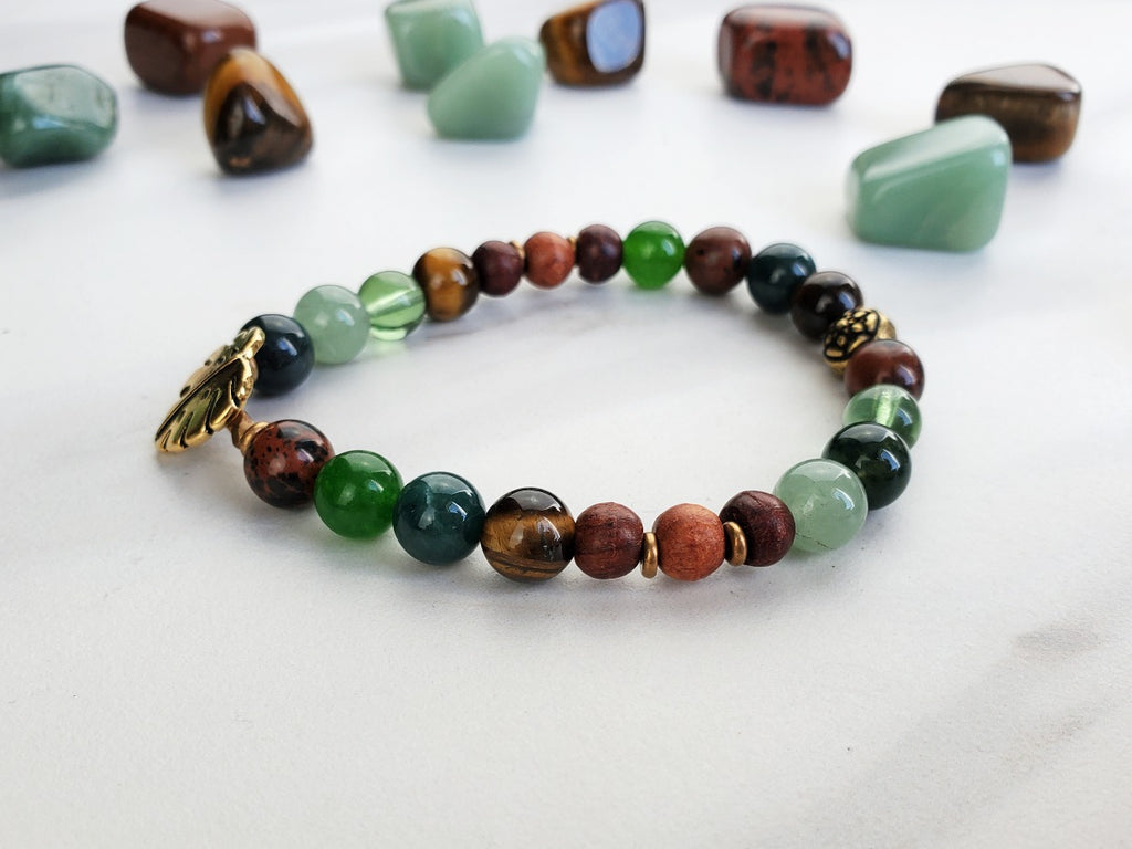 Plant Mama Mother's Day exclusive bracelet browns and greens monstera leaf charm