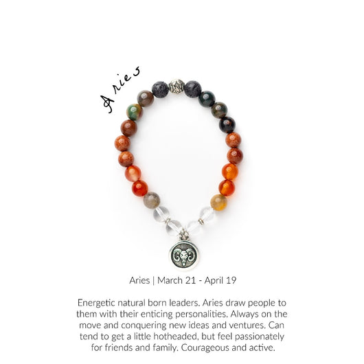 Aries diffuser bracelet carnelian zodiac collection 8mm stretch elastic