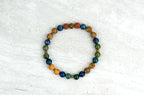 Men's Abundance Intention Stretch Elastic Bracelet Moss Agate Azurite Picture Jasper