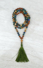 Abundance Men's Intention Mala Moss Agate Azurite Picture Japser