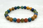 Men's Abundance Intention Stretch Elastic Bracelet Moss Agate Azurite Picture Jasper