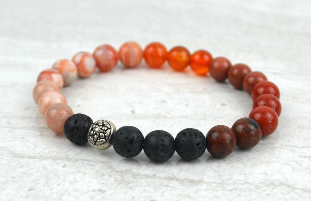 Svadhishthana Sacral Chakra 8mm aromatherapy diffuser stretch elastic Bracelet 