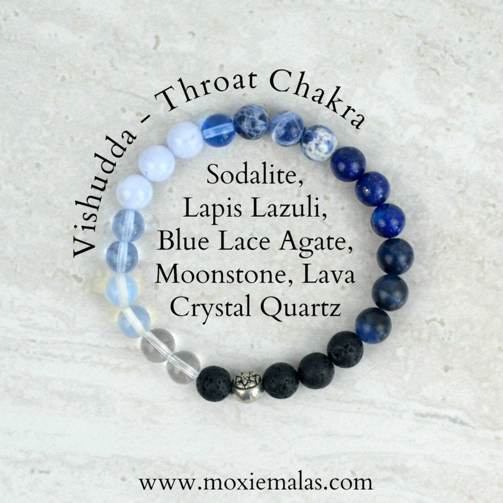compassionate communication chakra bracelet set vishudda throat chakra 8mm elastic stretch diffuser