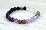 Ajna Third Eye Chakra Stretch Elastic Bracelet Amethyst Lepidolite Moonstone Crystal Quartz