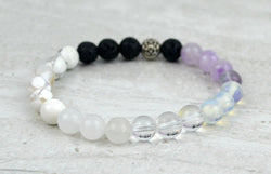 Sahasrara crown chakra 8mm essential oil aromatherapy diffuser stretch elastic bracelet
