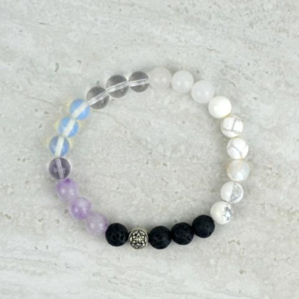 Sahasrara crown chakra 8mm essential oil aromatherapy diffuser stretch elastic bracelet