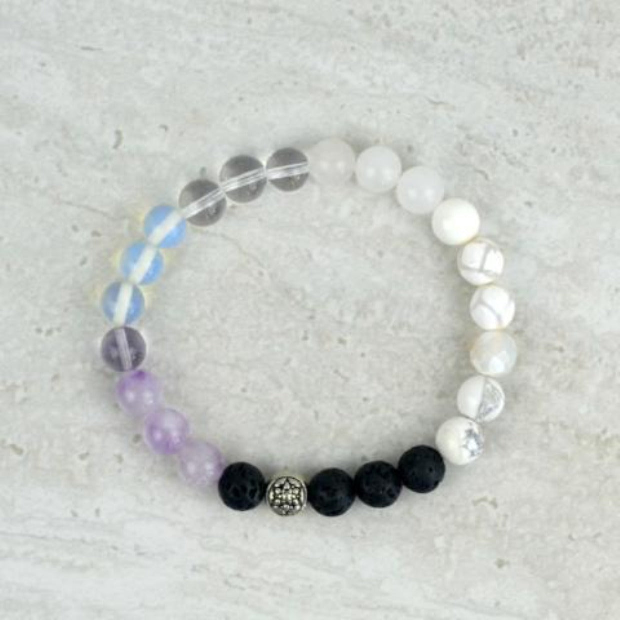 Sahasrara crown chakra 8mm essential oil aromatherapy diffuser stretch elastic bracelet
