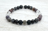 Men's Creating Change Intention Stretch Elastic Bracelet Botswana Agate Shungite 8mm