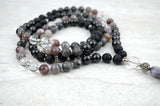 Creating Change Men's Intention mala Shungite larvikite botswana agate lava