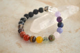 Full Chakra 8mm stretch elastic essential oil aromatherapy diffuser bracelet