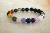 Full Chakra 8mm stretch elastic essential oil aromatherapy diffuser bracelet