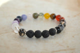 Full Chakra 8mm stretch elastic essential oil aromatherapy diffuser bracelet