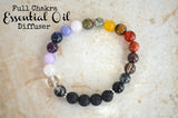 Full Chakra 8mm stretch elastic essential oil aromatherapy diffuser bracelet