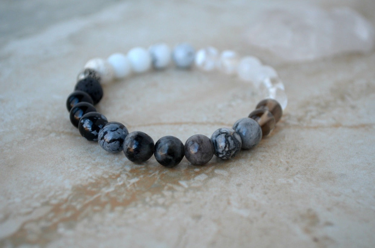 Thrive stillness yin yang balance essential oil diffuser 8mm stretch elastic bracelet