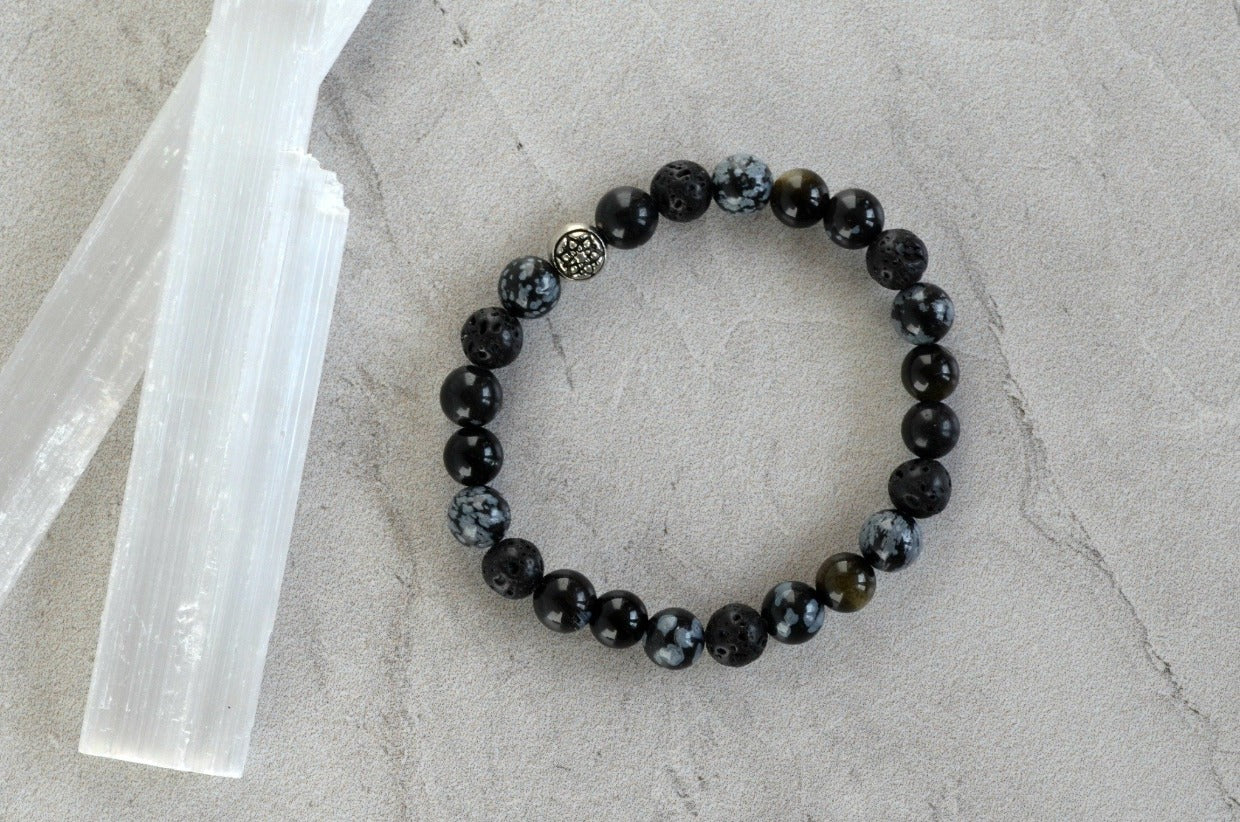 Protection Mandala Essence Essential Oil Diffuser 8mm stretch elastic bracelet