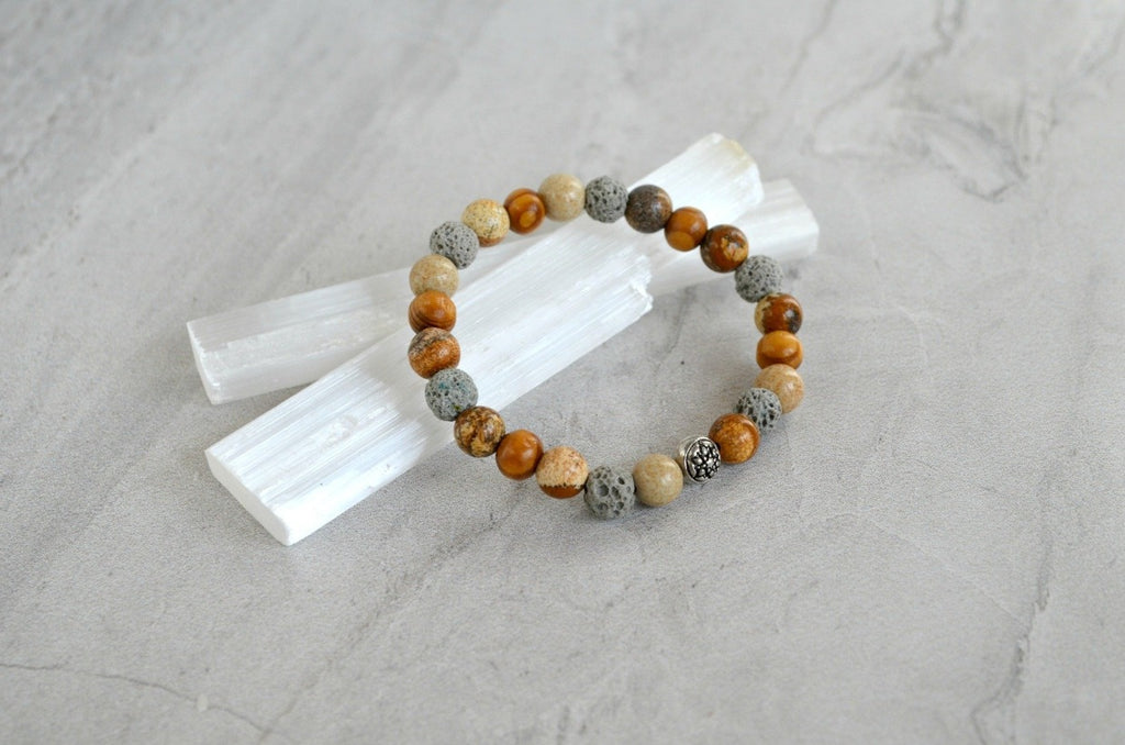 Strength Mandala Essence Essential Oil Diffuser 8mm stretch elastic bracelet 