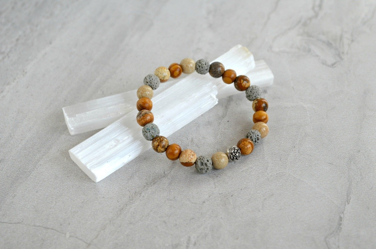 Strength Mandala Essence Essential Oil Diffuser 8mm stretch elastic bracelet 