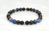 Men's Find Your Voice Intention Stretch Elastic Bracelet Sodalite Mahogany Obisidian 8mm