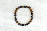 Men's Grit Intention Stretch Elastic Bracelet Tiger Eye Tiger Iron Smoky Quartz 8mm