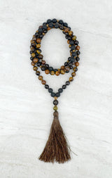 Grit Men's Intention mala Tiger Iron Tiger Eye Smoky Quartz