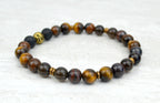 Men's Grit Intention Stretch Elastic Bracelet Tiger Eye Tiger Iron Smoky Quartz 8mm