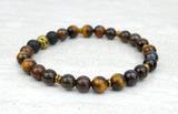 Men's Grit Intention Stretch Elastic Bracelet Tiger Eye Tiger Iron Smoky Quartz 8mm