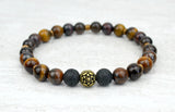 Men's Grit Intention Stretch Elastic Bracelet Tiger Eye Tiger Iron Smoky Quartz 8mm