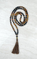 Grit Men's Intention mala Tiger Iron Tiger Eye Smoky Quartz