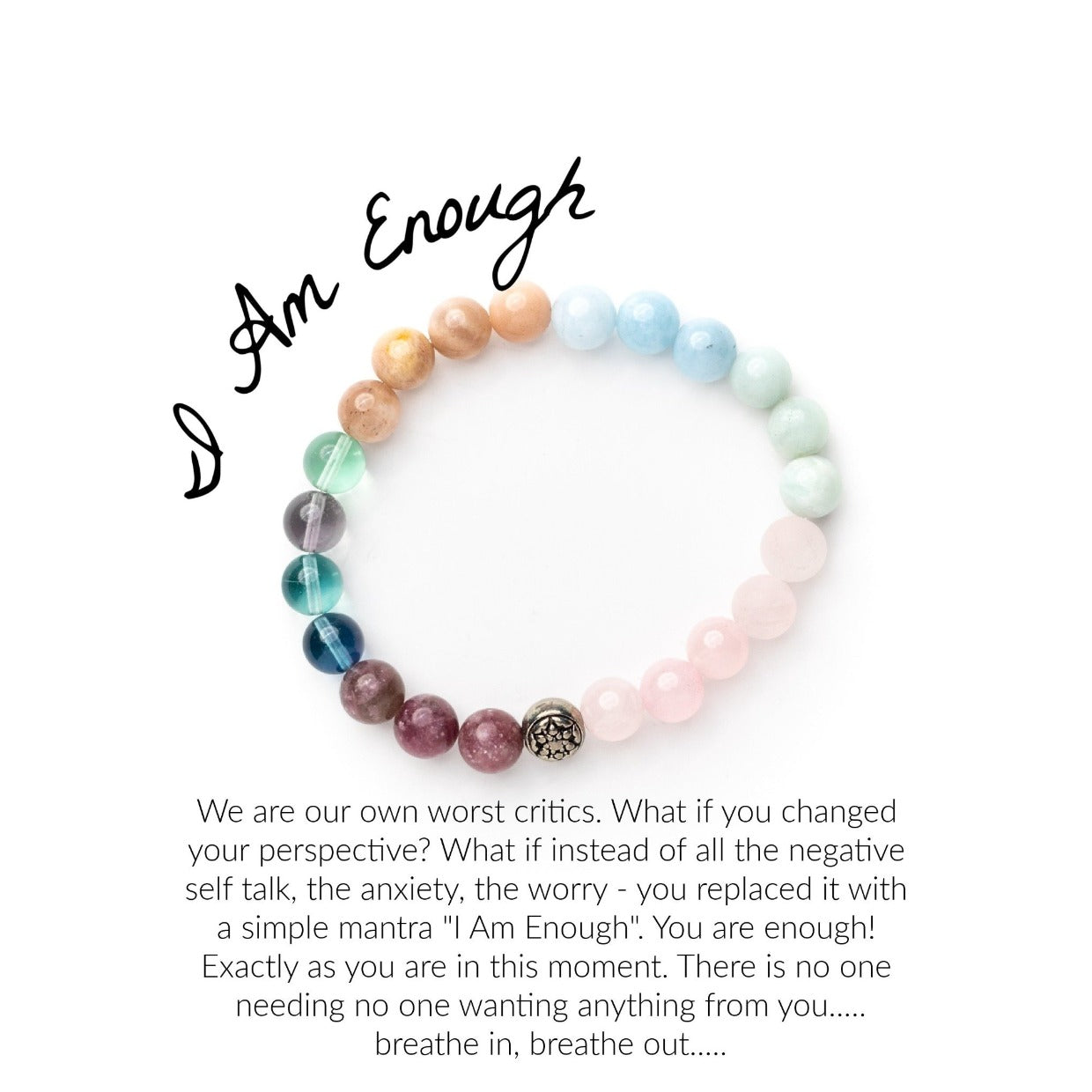 thrive I am enough oil diffusing 8mm stretch elastic bracelet