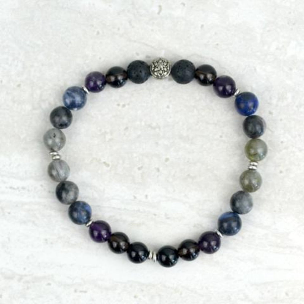 Men's I Am Enough Stretch Elastic Bracelet Smoky Quartz Onyx Labradorite Sodalite Amethyst 8mm