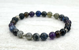 Men's I Am Enough Stretch Elastic Bracelet Smoky Quartz Onyx Labradorite Sodalite Amethyst 8mm