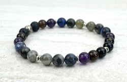 Men's I Am Enough Stretch Elastic Bracelet Smoky Quartz Onyx Labradorite Sodalite Amethyst 8mm