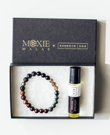 Svadhishthana Sacral chakra 8mm stretch elastic bracelet and essential oil rollerball gift set