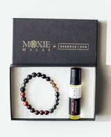 Manipura Solar Plexus chakra 8mm stretch elastic diffuser bracelet and essential oil rollerball gift set