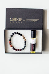 Muladhara Root chakra bracelet and essential oil rollerball gift set