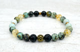 Men's Peace and Calm Stretch Elastic Bracelet Citrine Amazonite African Turquoise 8mm