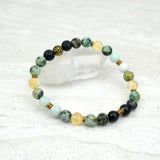 Men's Peace and Calm Stretch Elastic Bracelet Citrine Amazonite African Turquoise 8mm